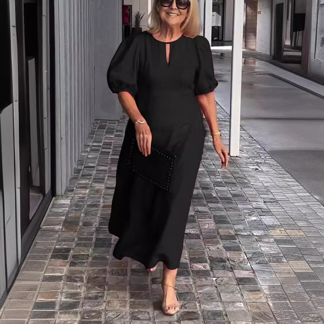 Luviaren™ | Elegantes Midi-Kleid mit Puffärmeln
