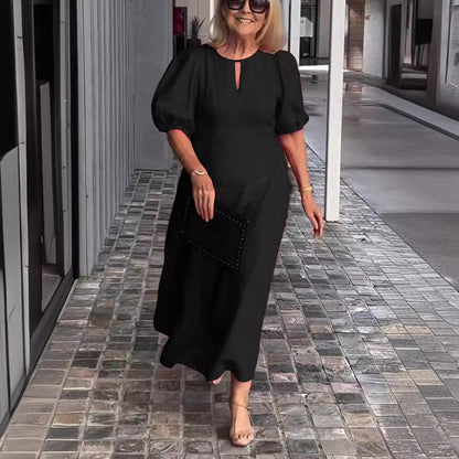 Luviaren™ | Elegantes Midi-Kleid mit Puffärmeln