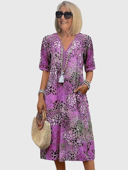 Aurelia™ | Midi Blumenkleid mit figurschmeichelndem Schnitt