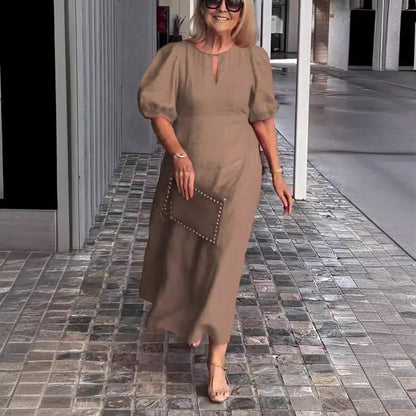 Luviaren™ | Elegantes Midi-Kleid mit Puffärmeln
