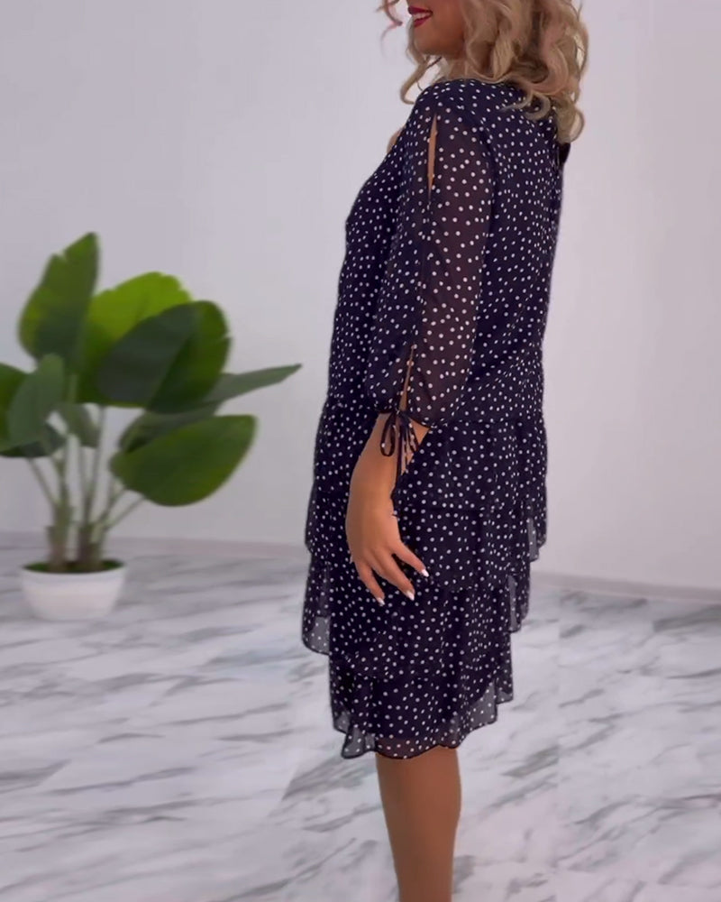 Luviaren™ | A-Linien Schichtkleid mit Punktemuster
