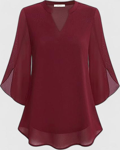 Luviaren™ | Damen Bluse Carla mit V-Ausschnitt und A-Linien-Schnitt