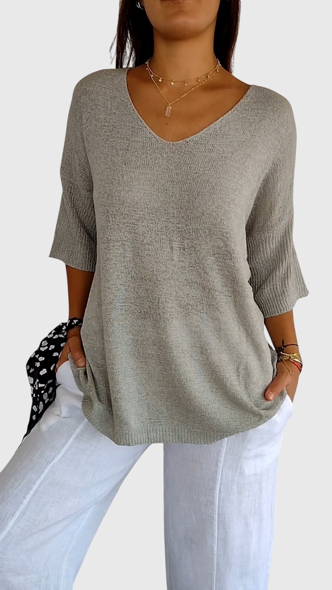 Valerien™ | Damen Stricktop mit V-Ausschnitt