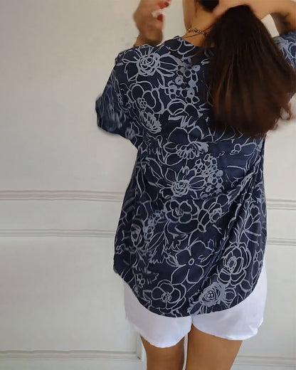 Aurelia™ | Langärmlige Damenbluse mit Blumenprint und lockerer Passform