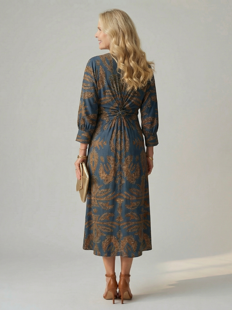 Aurelis™ | Midi Wickelkleid mit Langarm und Muster