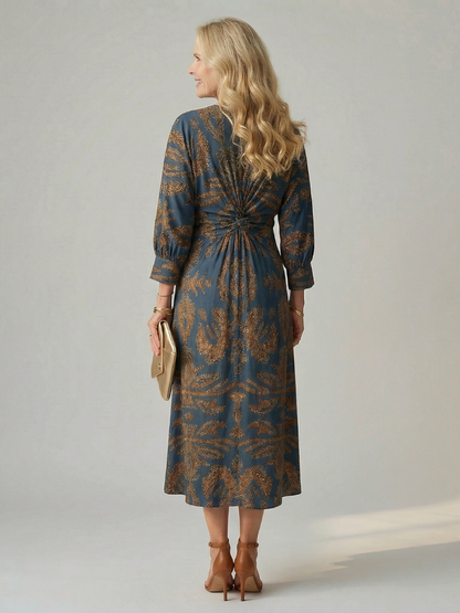 Aurelis™ | Midi Wickelkleid mit Langarm und Muster