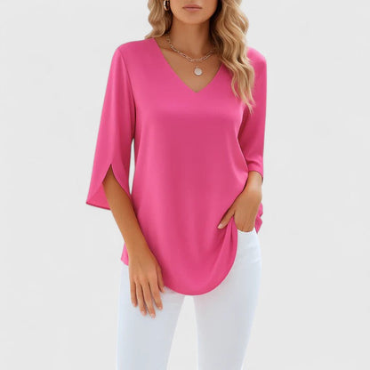 Luviaren™ | V-Ausschnitt Bluse mit Ärmelschlitzen