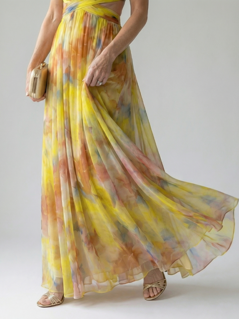 Klaravell™ | Ärmelloses Maxikleid mit Wickeloberteil