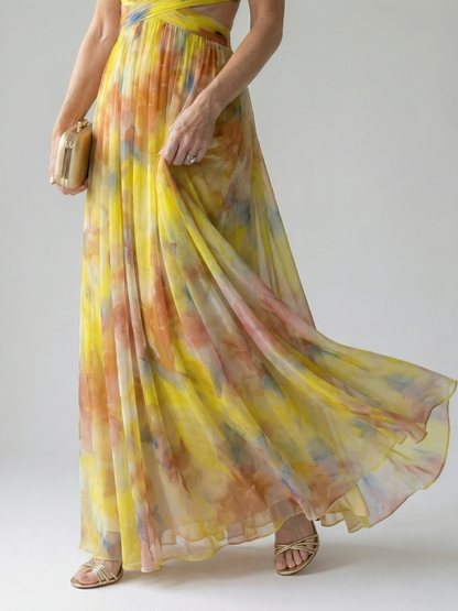Klaravell™ | Ärmelloses Maxikleid mit Wickeloberteil