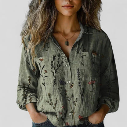Lüdenstein™ | Damen Blusen-Shirt mit Knopfverschluss und Farbverlauf