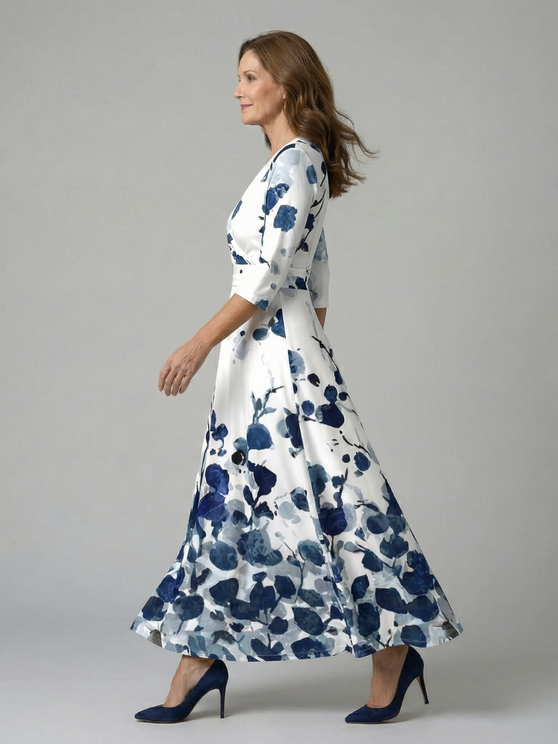 Luviaren™ | Midi-Kleid mit Wickel-Ausschnitt und Blumenmuster