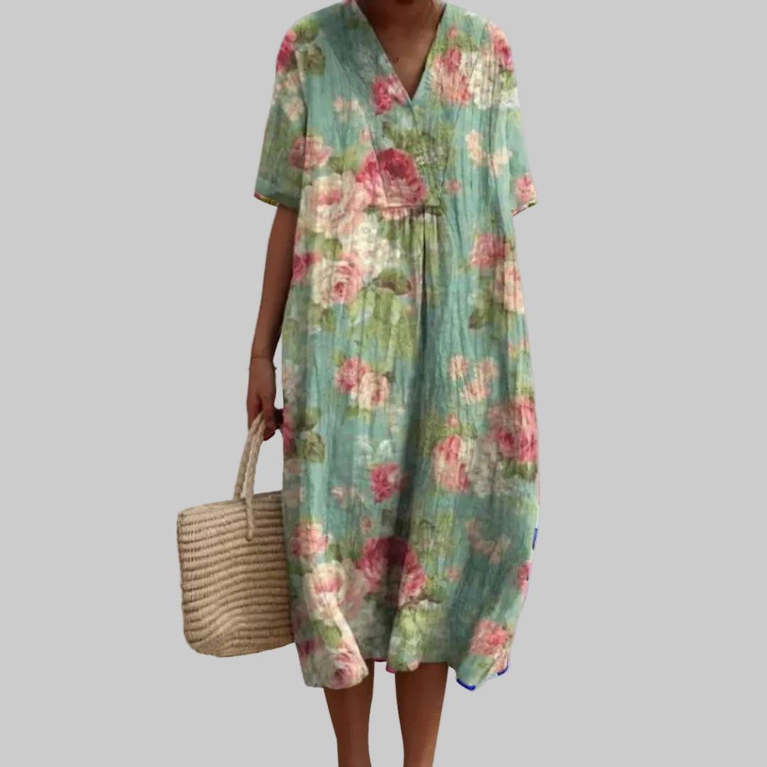Luviaren™ | Sommerkleid mit Blumenmuster und V-Ausschnitt