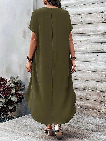 Veldora™ | Gwendie Midi-Kleid mit V-Ausschnitt