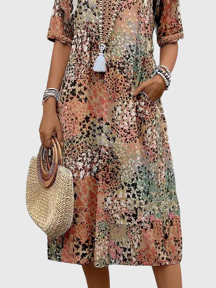 Aurelia™ | Midi Blumenkleid mit figurschmeichelndem Schnitt