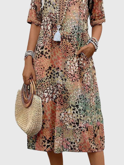 Aurelia™ | Midi Blumenkleid mit figurschmeichelndem Schnitt