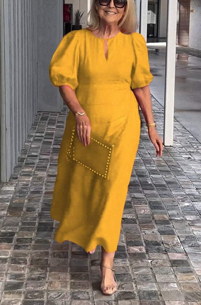 Luviaren™ | Elegantes Midi-Kleid mit Puffärmeln