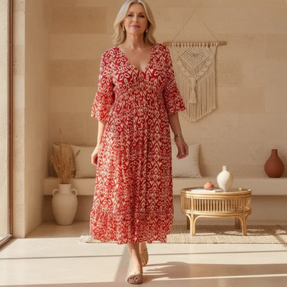 Valerien™ | Boho Maxikleid mit V-Ausschnitt
