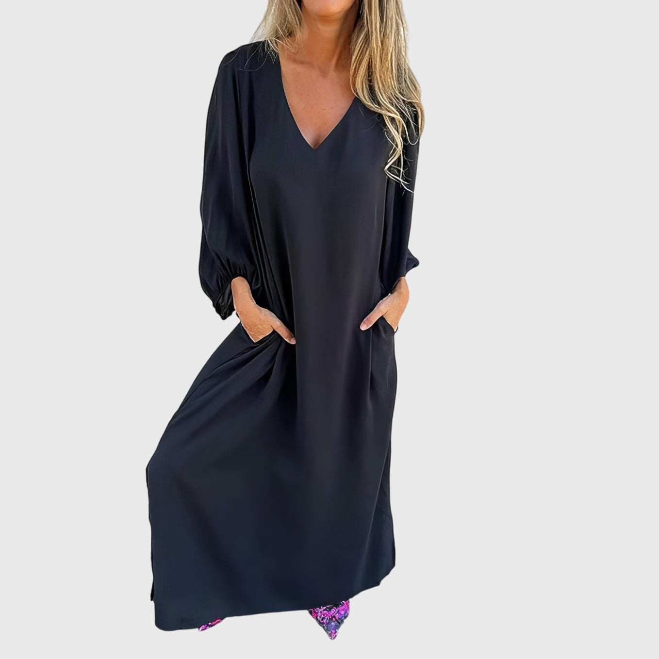 Luviaren™ | Langes Boho-Kleid mit Seitenschlitz und Taschen