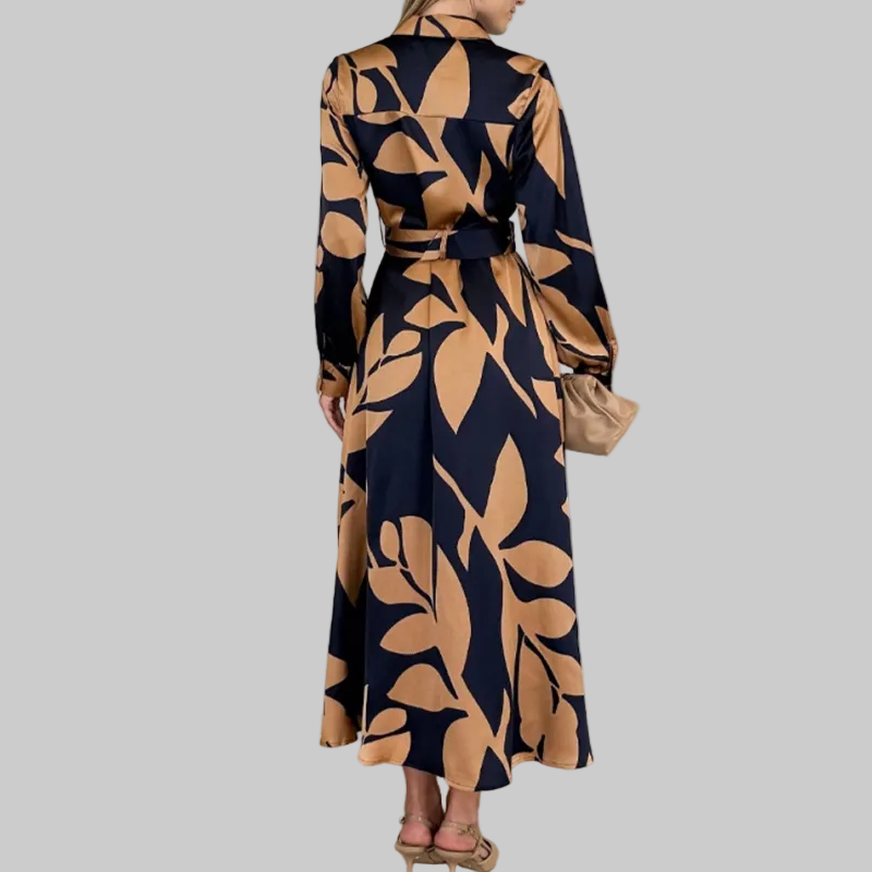 Aurelis™ | Riviera Midi Kleid mit Knopfleiste und Langarm