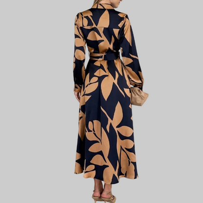 Aurelis™ | Riviera Midi Kleid mit Knopfleiste und Langarm