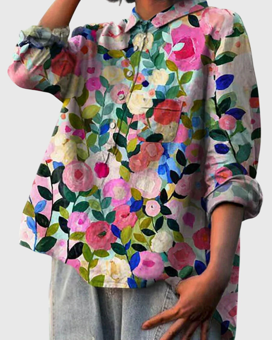 Kronberg™ | Damen Bluse mit Blumenmuster und Knopfleiste