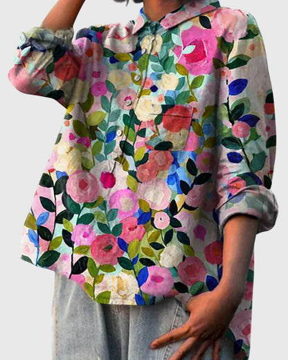 Kronberg™ | Damen Bluse mit Blumenmuster und Knopfleiste