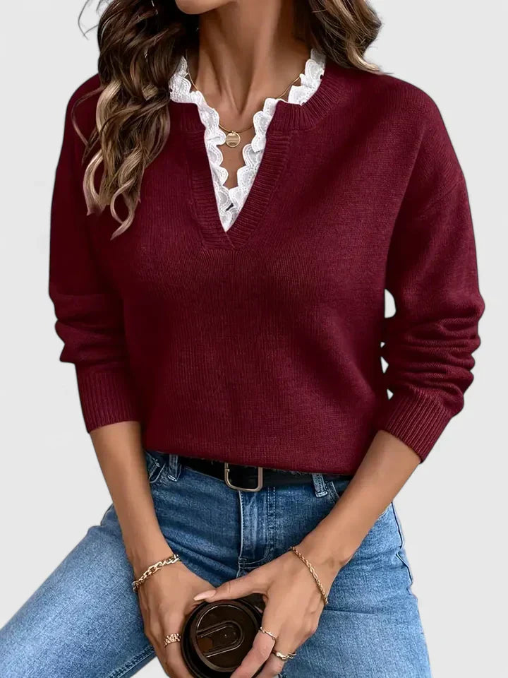Luvina™ | Damen Bluse mit Spitzendetails