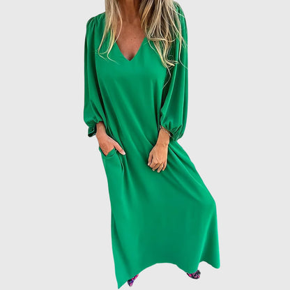 Luviaren™ | Langes Boho-Kleid mit Seitenschlitz und Taschen