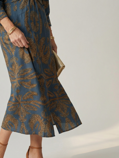 Aurelis™ | Midi Wickelkleid mit Langarm und Muster