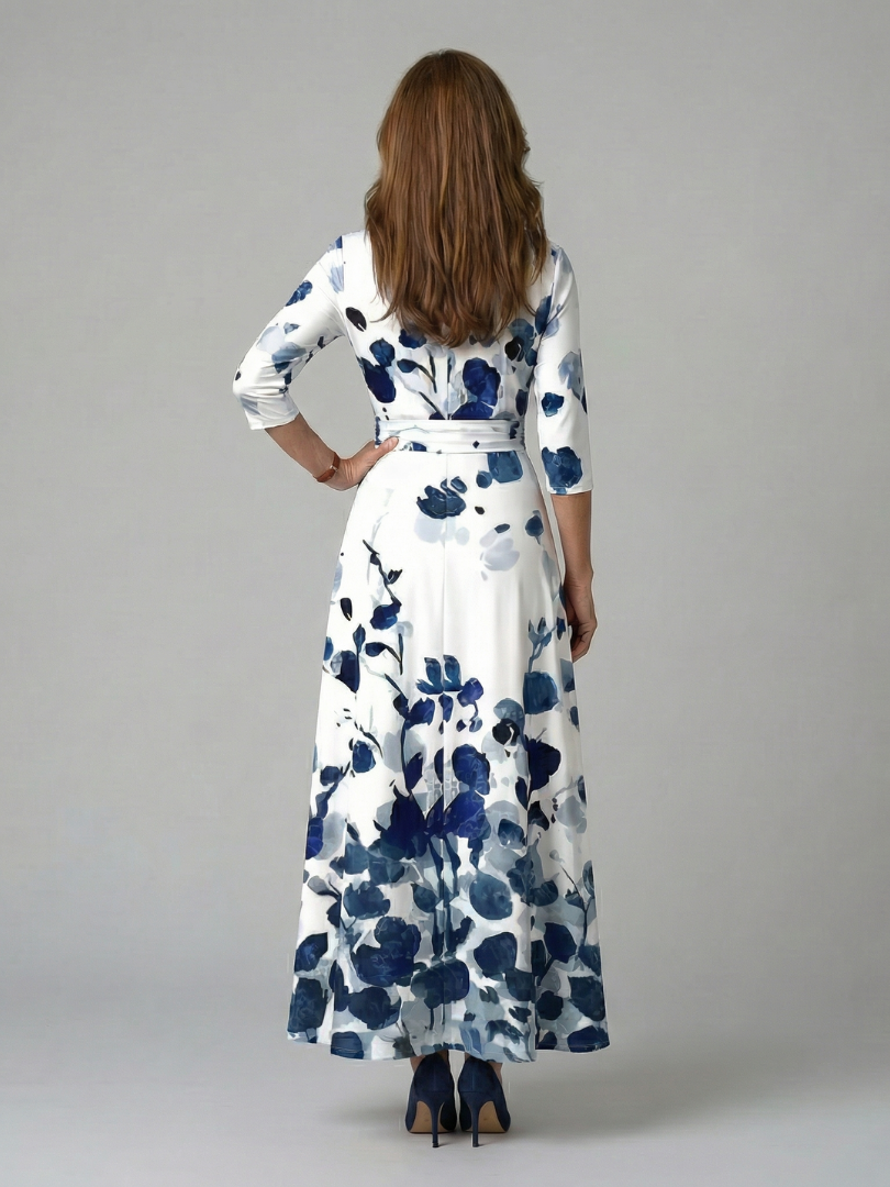 Luviaren™ | Midi-Kleid mit Wickel-Ausschnitt und Blumenmuster
