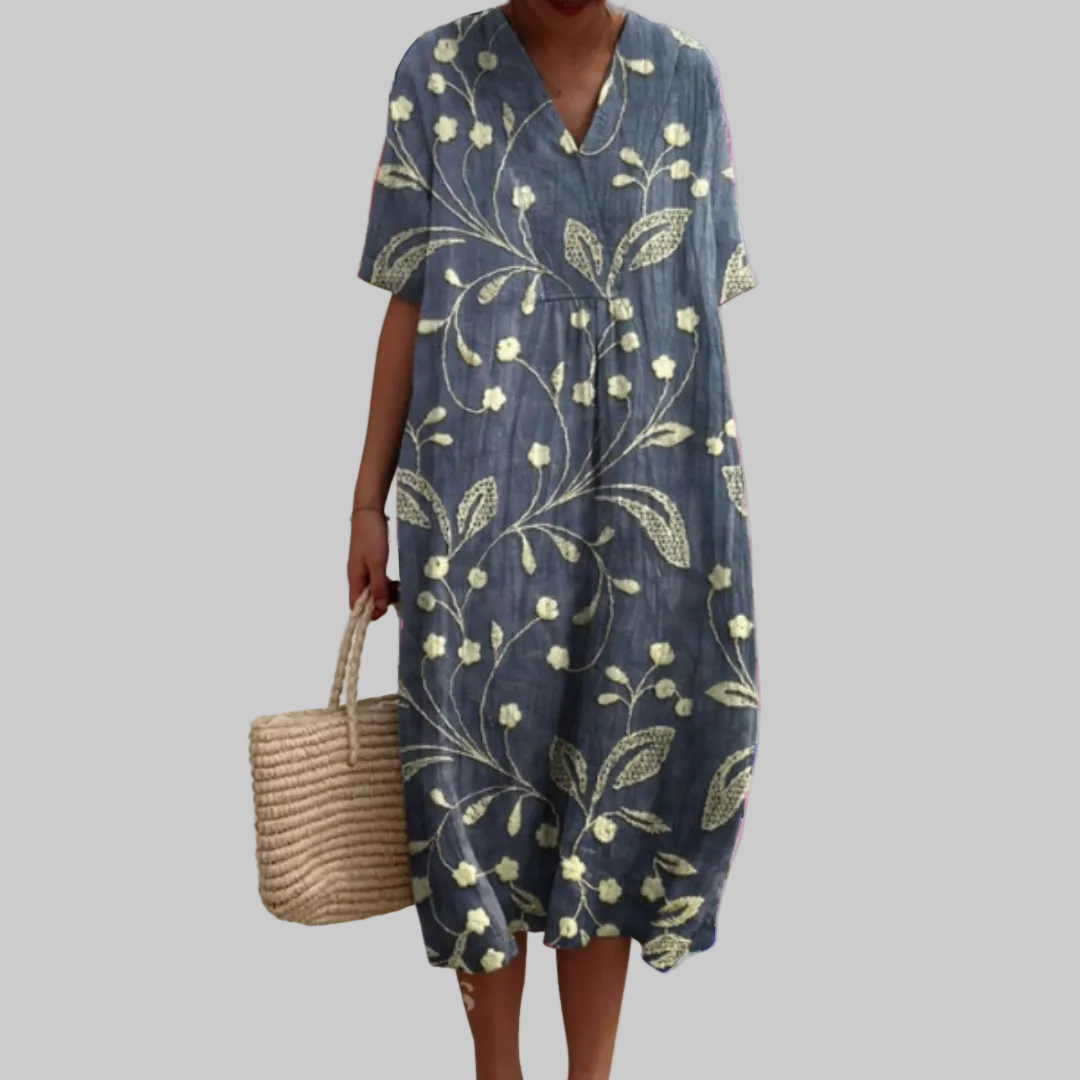 Luviaren™ | Sommerkleid mit Blumenmuster und V-Ausschnitt