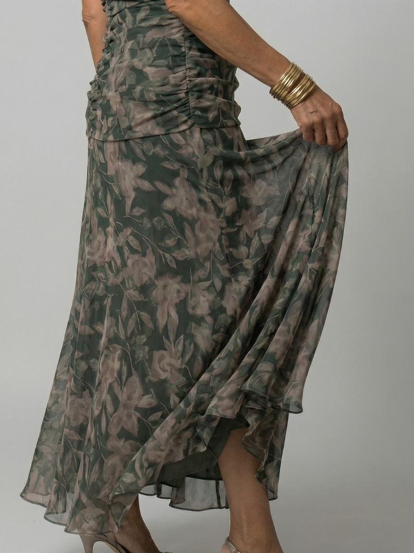 Aurelis™ | Off-Shoulder Midi Kleid mit drapiertem Ausschnitt