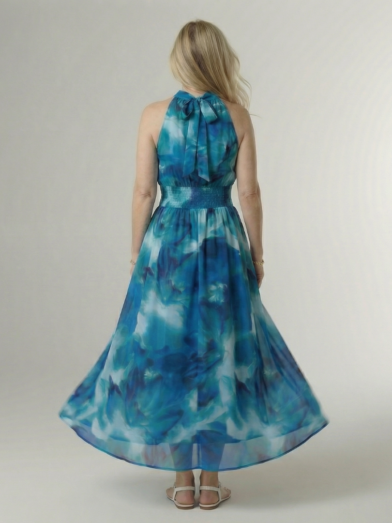Aurelis™ | Midi Kleid mit Halterneck und geraffter Taille