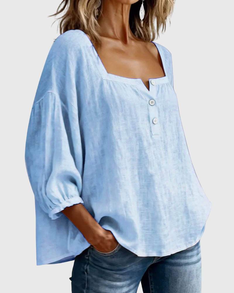 Aurelis™ | Damen Bluse mit quadratischem Ausschnitt und Puffärmeln