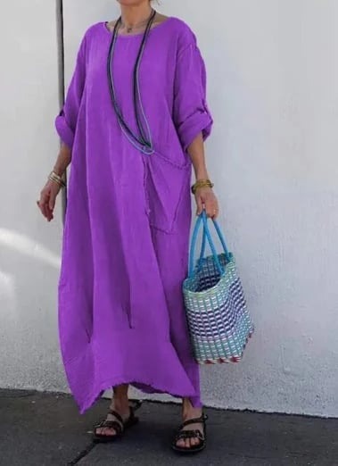 Luviaren™ | Oversized Maxikleid mit Seitentaschen und Rohsaum