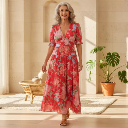 Luviaren™ | Maxikleid mit Blumenmuster und V-Ausschnitt