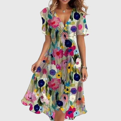 Aurelia™ | Midi-Kleid mit Wickelausschnitt und Flatterärmeln