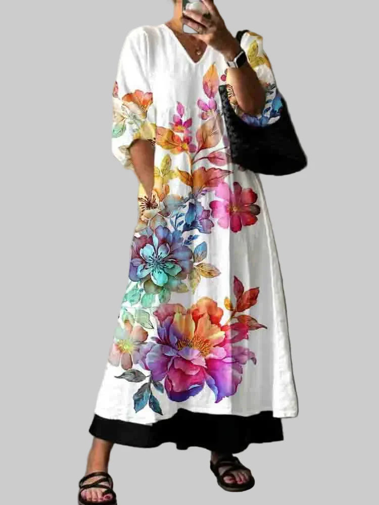 Luviaren™ | Boho-Kleid mit floralem Druck und Fransen