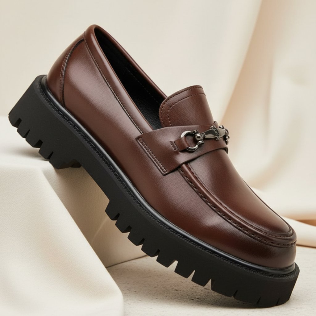 Jakob | Stilvolle Herren-Leder-Loafer mit moderner Plateau-Sohle