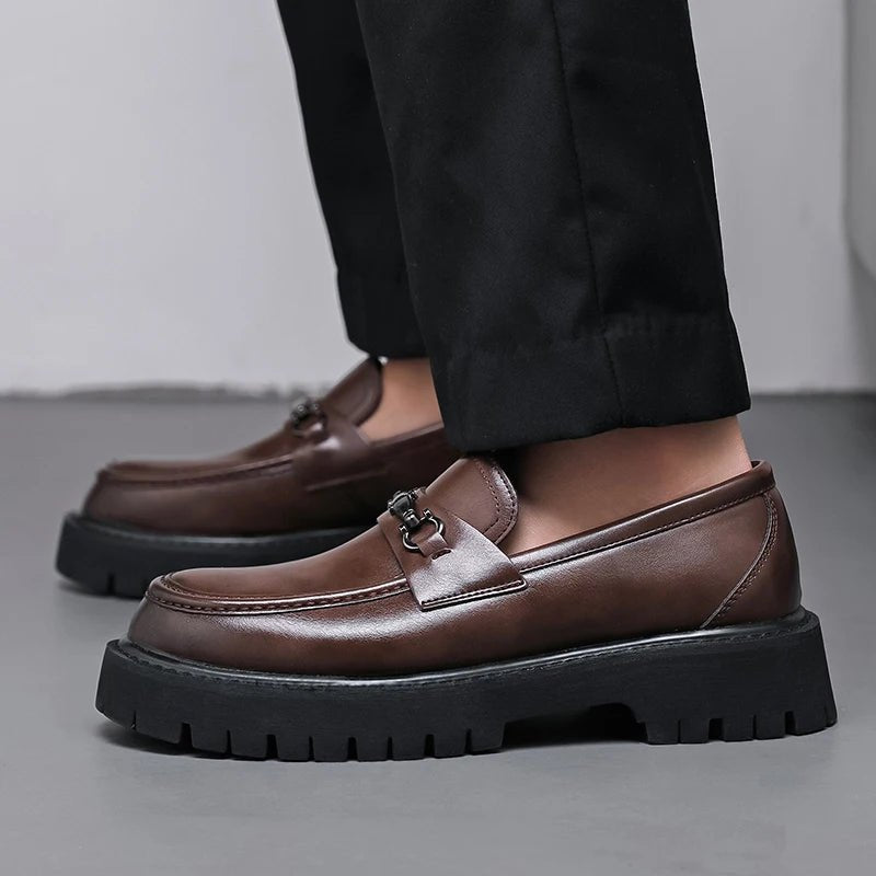 Jakob | Stilvolle Herren-Leder-Loafer mit moderner Plateau-Sohle