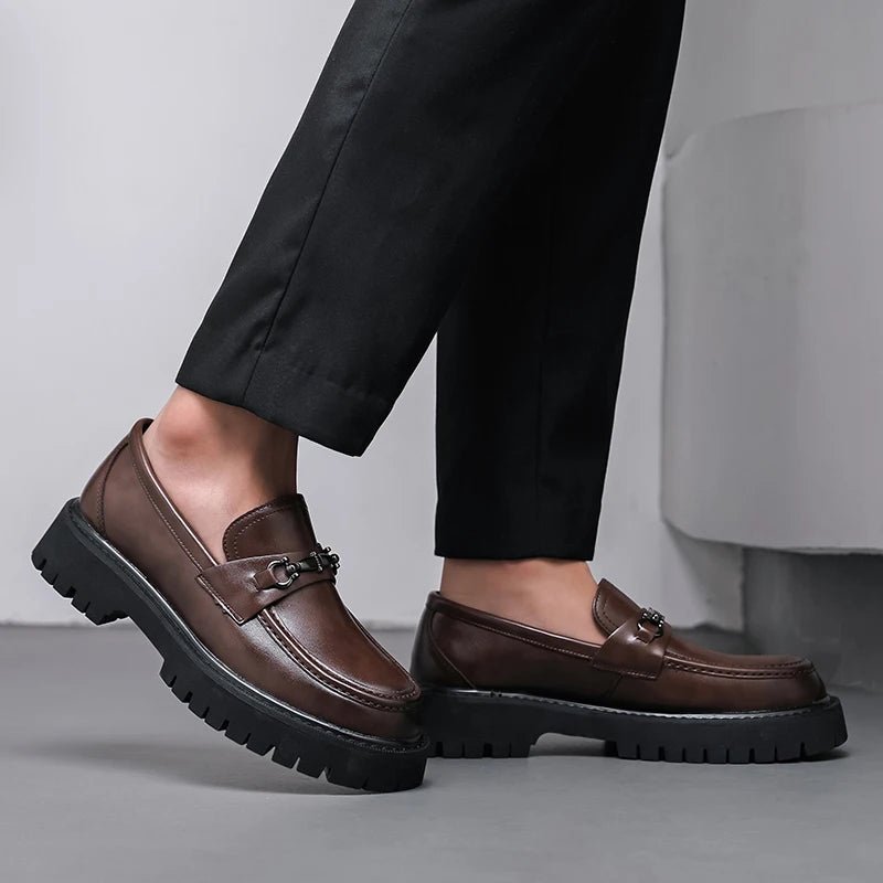 Jakob | Stilvolle Herren-Leder-Loafer mit moderner Plateau-Sohle