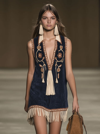 Elena | Luftiges ärmelloses Boho-Minikleid mit kunstvoller Stickerei