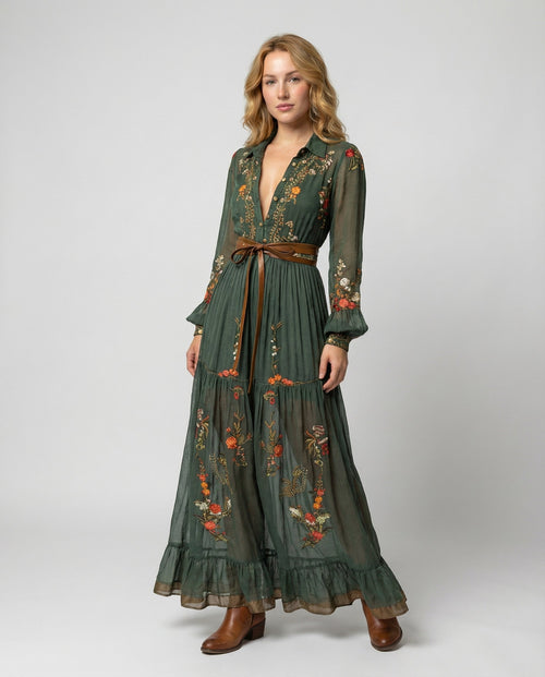 Lisa | Elegantes und Fließendes Boho-Maxikleid
