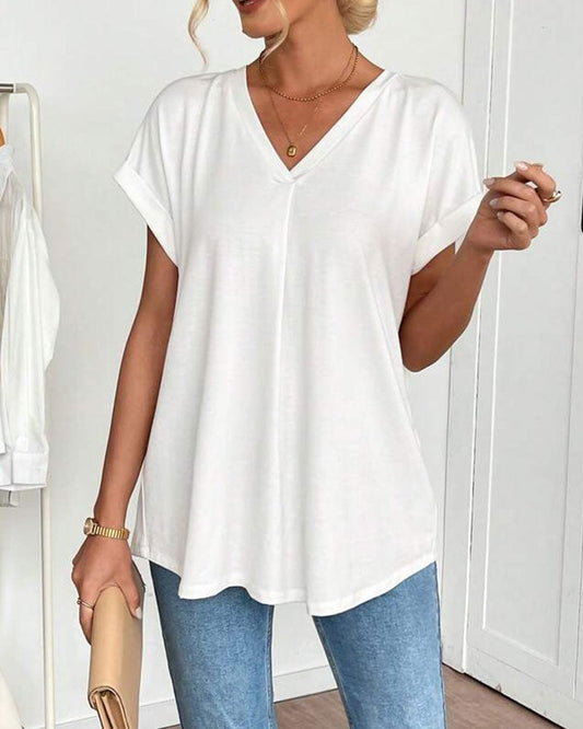 Kerstin | Stilvolles T-Shirt mit V-Ausschnitt und Schlankheits-Effekt