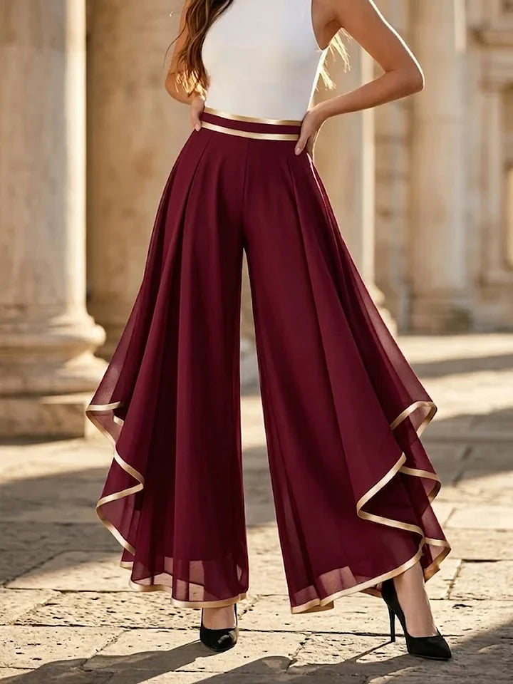 Lyra | Elegante Weitbein-Palazzo mit goldenen Akzenten