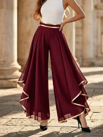 Lyra | Elegante Weitbein-Palazzo mit goldenen Akzenten