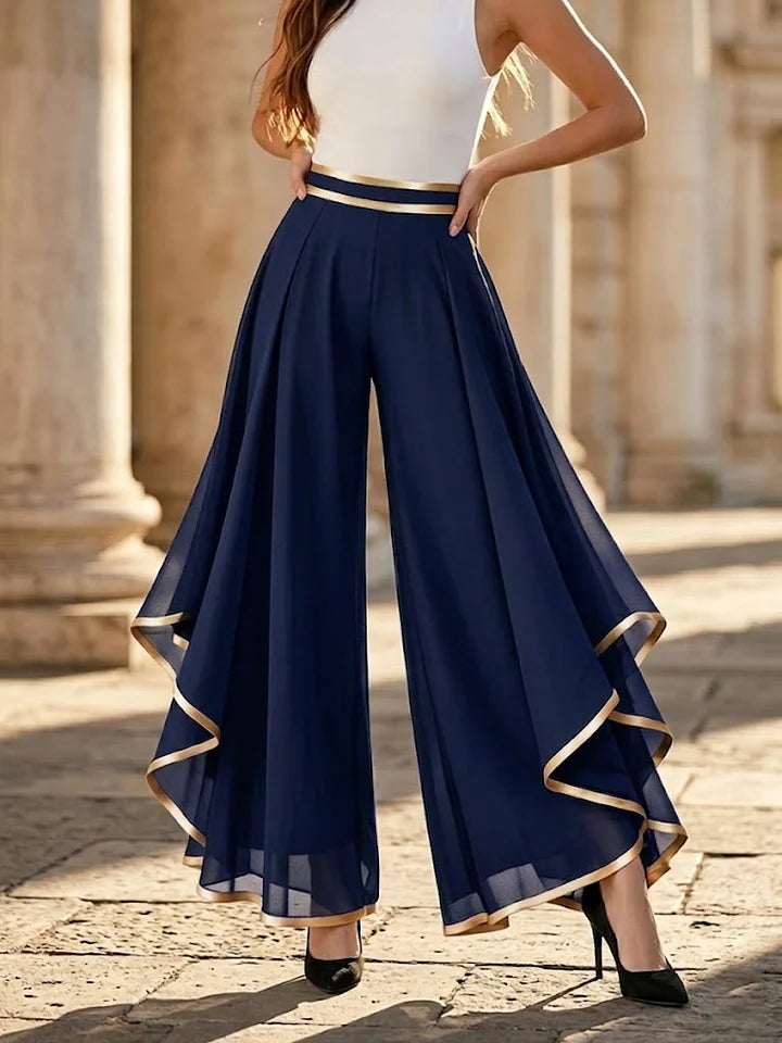 Lyra | Elegante Weitbein-Palazzo mit goldenen Akzenten