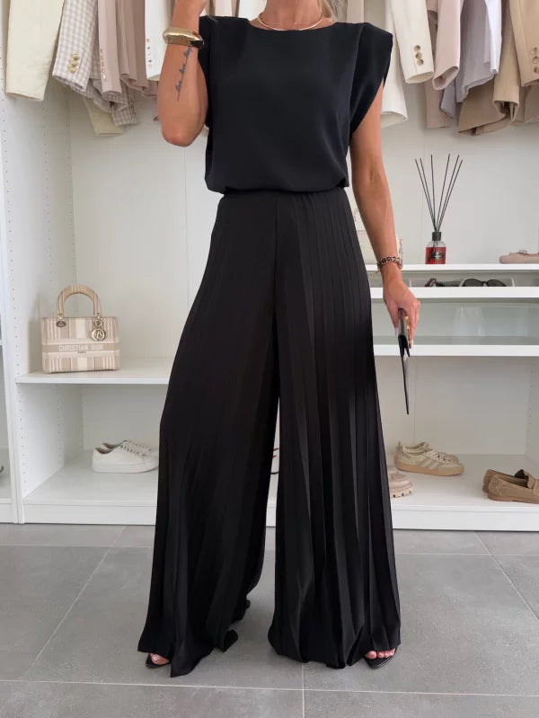 Lenia | Elegantes ärmelloses Top & Wide-Leg-Hosen Set
