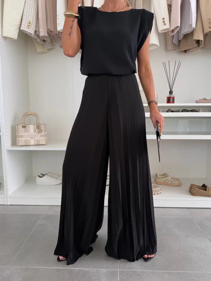 Lenia | Elegantes ärmelloses Top & Wide-Leg-Hosen Set