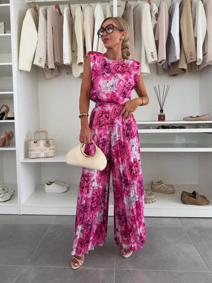 Lenia | Elegantes ärmelloses Top & Wide-Leg-Hosen Set